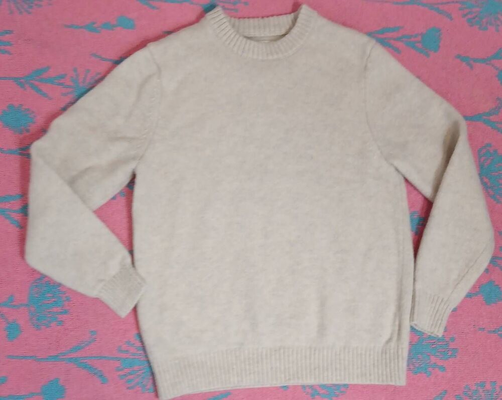 Taylor stitch mens small 100% wool sweater cream crewneck pullover
